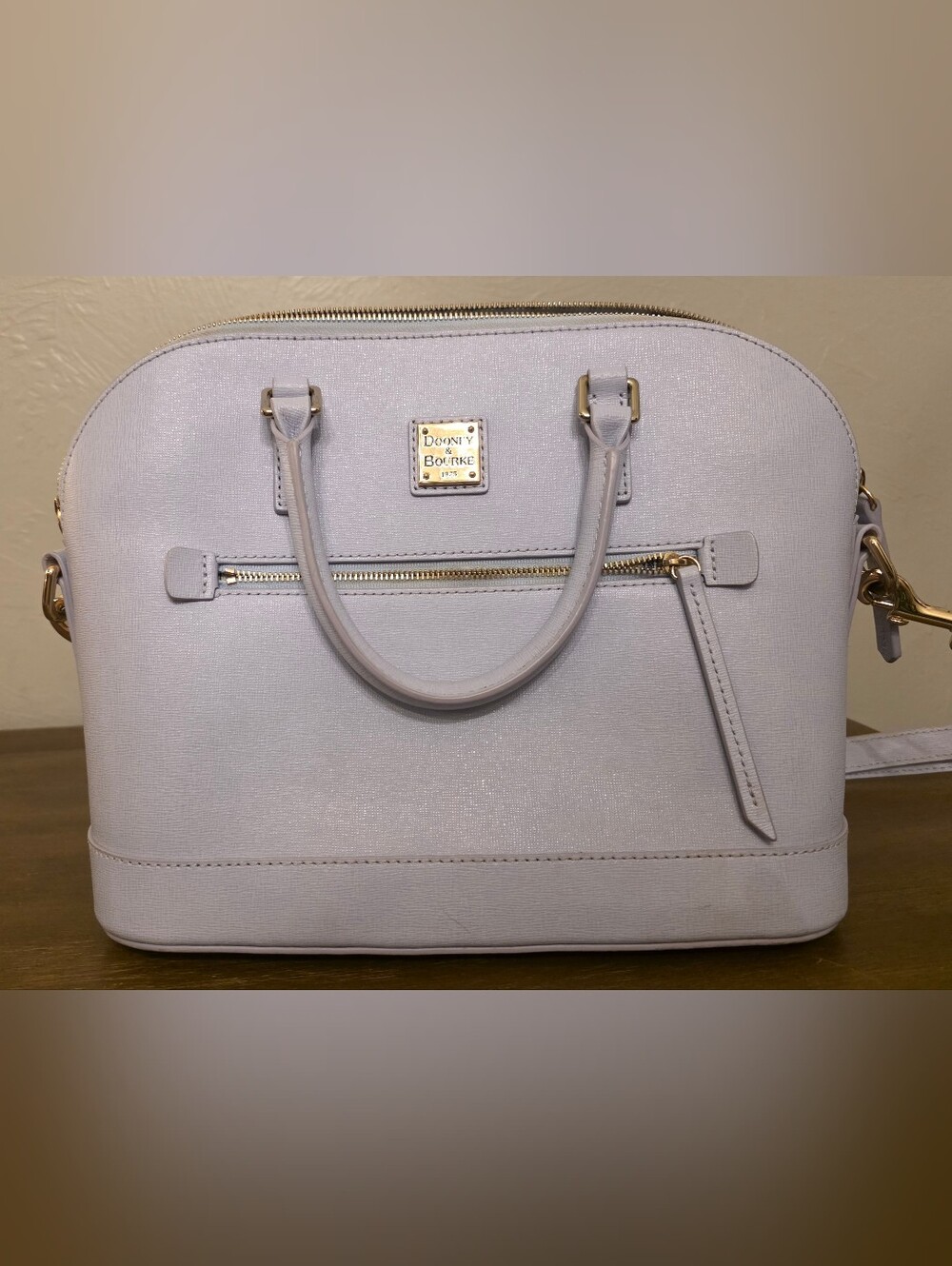 Dooney & Bourke Light Blue Saffiano Dome Satchel - Picture 2 of 13